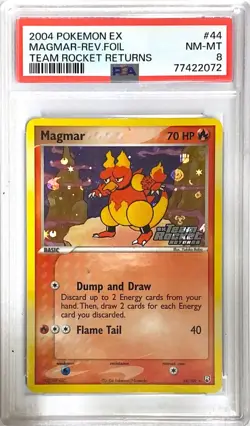 Pokemon PSA 8 MAGMAR Reverse Foil #44/109 EX Team Rocket Returns - 2004 ENGLISH - Image 2