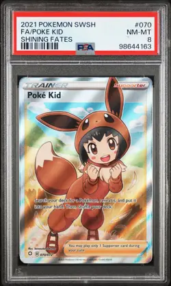 2021 POKEMON SWORD & SHIELD SHINING FATES #070 FULL ART/POKE KID PSA 8 - Image 1