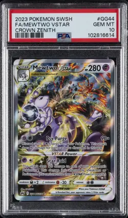 2023 POKEMON SWORD & SHIELD CROWN ZENITH #GG44 FULL ART/MEWTWO VSTAR PSA 10 - Image 1