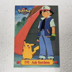 1999 Topps Pokemon TV Animation Edition Series 1 #TV1 Ash Ketchum - Image 1