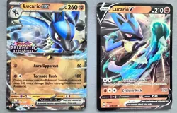 Pokemon Lucario V - 078/189 & Lucario EX - 051/131 PRISMATIC STAMP - 2 card lot - Image 1