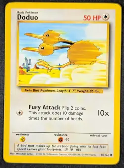 Doduo Pokemon 1999 Base Set card 48/102 Vintage - Image 1