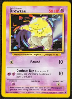 Drowzee Pokemon 1999 Base Set card 49/102 Vintage - Image 1