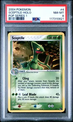 PSA 8 Sceptile Holo 4/17 Pop Series 1 2004 Pokemon Card - Image 1