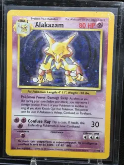Pokemon TCG Alakazam Holo Rare Card 1/102 Base Set WOTC 1999 Heavily Played - Image 2