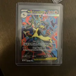 Mega Lucario EX Pokemon Card Holo Rare 340 HP Aura Jab Mega Brave - Image 1