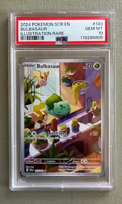 2024 POKEMON SCR EN-STELLAR CROWN ILLUSTRATION RARE #143 BULBASAUR PSA 10 - Image 1