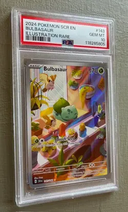 2024 POKEMON SCR EN-STELLAR CROWN ILLUSTRATION RARE #143 BULBASAUR PSA 10 - Image 2