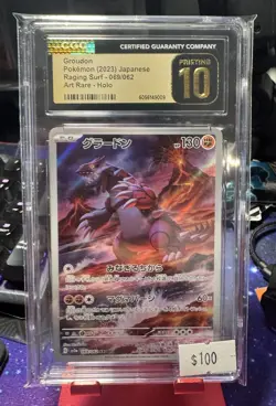 CGC Pristine 10 Groudon Art Rare Holo Raging Surf Japanese 2023 Pokemon #069 - Image 1