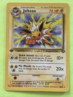 Pokemon TCG Jolteon 1st Edition Jungle Set #20/64 Non-Holo Rare Card - Image 1