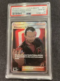2019 Pokemon Sun & Moon Giovanni's Exile Hidden Fates PSA 10 Card - Image 1