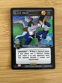 DBZ Dragon Ball Z TCG Card Panini Premiere U76 Black Delay PRINT 4 Holo Foil - Image 1