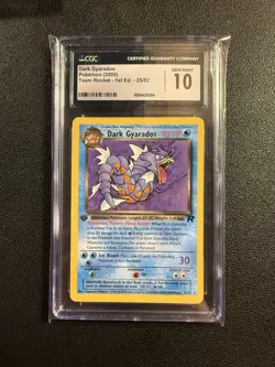 CGC 10 GEM MINT Dark Gyarados Team Rocket 1st Edition 25/82 Pokemon Card - Image 1