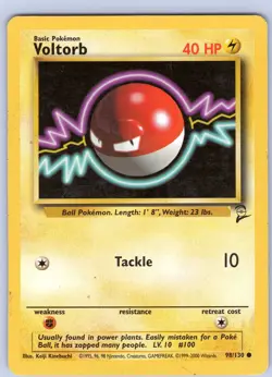 Pokemon TCG Voltrob 98/130 Base Set 2 Unlimited Regular Common WOTC Played LP - Image 1