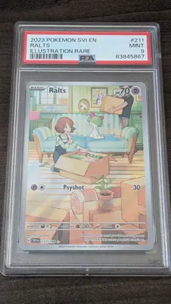 RALTS 2023 Pokemon #211/198 PSA 9 MINT Scarlet Violet Full Art Illustration Rare - Image 1