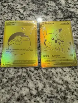 Pokemon Celebrations Pikachu V & PokeBall Gold Promos SWSH145 SWSH146 - Image 1