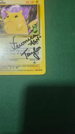 Pokemon Base Set 2 WOTC Autographed By Veronica Taylor Pikachu 87/130 - Image 4