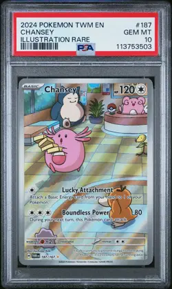 2024 POKEMON TWM EN-TWILIGHT MASQUERADE ILLUSTRATION RARE #187 CHANSEY PSA 10 - Image 1