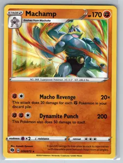 NM Machamp 026/073 Holo Champion's Path Pokemon 2020 - Image 1