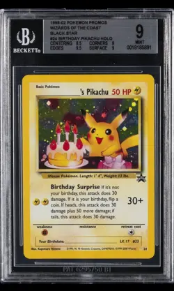 Birthday Pikachu Holo #24 Black Star WOTC Promo 2000 Pokemon- BGS 9 - Image 1