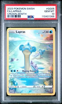 2023 POKEMON SWORD & SHIELD CROWN ZENITH #GG05 FULL ART/LAPRAS PSA 10 - Image 1