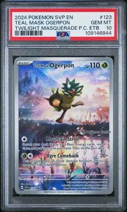 2024 POKEMON TWM POKEMON CENTER ETB PROMO SVP #123 TEAL MASK OGERPON PSA 10 - Image 1