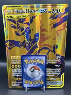 Pikachu & Zekrom GX Tag Team SM248 Jumbo Black Star Promo Card - Image 2