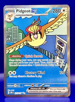 Pidgeot ex 225/197 SV03: Obsidian Flames Holo pokemon TCG - Image 1