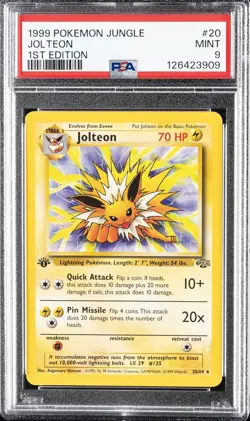 1999 POKEMON JUNGLE 1ST ED #20 JOLTEON PSA 9 - Image 1