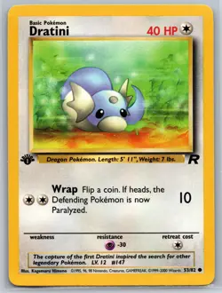 NM Dratini 53/82 1st Edition Team Rocket Pokemon 2000 - Image 1