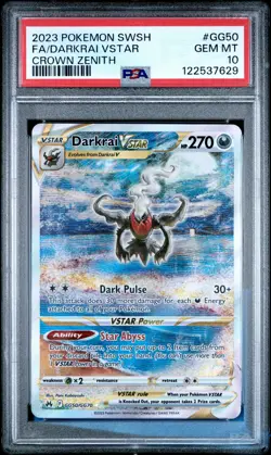 2023 POKEMON SWORD & SHIELD CROWN ZENITH #GG50 FULL ART/DARKRAI VSTAR PSA 10 - Image 1