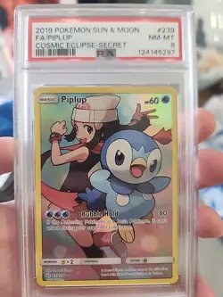 Pokemon TCG Piplup Holo Secret Rare Card Cosmic Eclipse 239/236 - Image 1