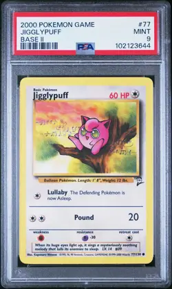 2000 Pokemon Base 2 # 77 Jigglypuff PSA 9 Card MINT! Trusted Seller! Free Ship! - Image 1