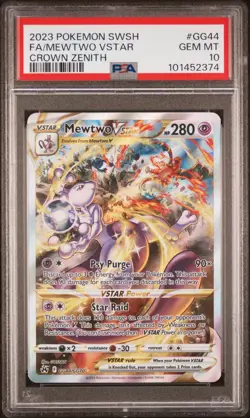 2023 Pokemon SWSH Crown Zenith Mewtwo VSTAR #GG44 PSA 10 Galarian Gallery FA - Image 1