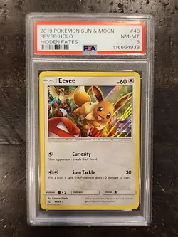 Eevee 48/68 Hidden Fates 2019 Pokemon Holo Rare PSA 8 - Image 1