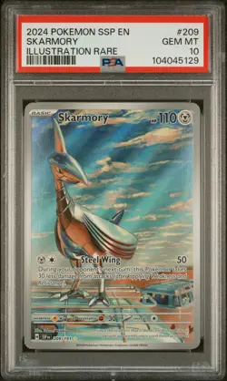 2024 Pokemon SV Surging Sparks Skarmory Illustration Rare #209 PSA 10 - Image 1