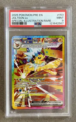 PSA 9 MINT Pokemon Jolteon ex 153 SIR 2025 Prismatic Evolutions Full Art Rare - Image 1