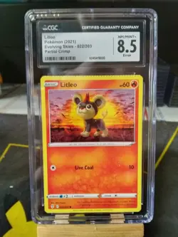 ERROR CRIMPED CGC 8.5 Pokemon Evolving Skies Litleo Card 022/203 - Image 1
