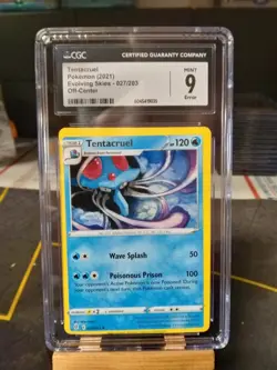 ERROR MISCUT O/C CGC 9 MINT Tentacruel 027/203 Evolving Skies Pokemon TCG - Image 1