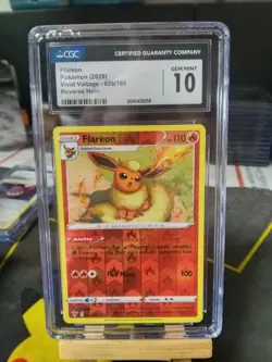 CGC 10 GEM MINT Pokemon Flareon - 026/185 - Reverse Holo Rare - Vivid Voltage - Image 1