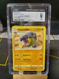 ERROR MISCUT O/C CGC 9 MINT Pokemon Hippowdon 085/203 Evolving Skies - Image 1