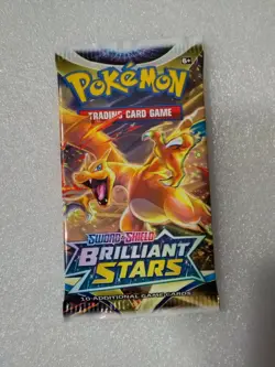 Charizard Art Pokemon TCG Sword & Shield Brilliant Stars Booster Pack - 10 Cards - Image 1