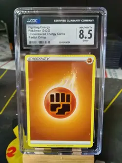 ERROR CRIMPED CGC 8.5 Basic Fighting Energy Pokemon TCG 2020 - Image 1