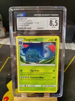 ERROR CRIMPED CGC 8.5 Tangrowth 8/147 Burning Shadows Pokemon TCG 2017 - Image 1