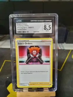 ERROR CRIMPED CGC 8.5 Boss's Orders 058/072 Pokemon TCG Shining Fates 2021 - Image 1
