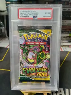 Pokemon Evolving Skies Rayquaza Art Authentic Sealed Booster Pack PSA 6 - Image 1