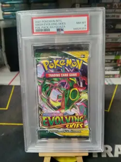 Pokemon Evolving Skies Rayquaza Art Authentic Graded Sealed Booster Pack PSA 8 - Image 1