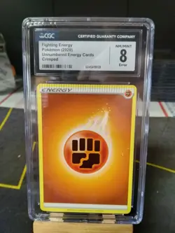 ERROR CRIMPED CGC 8 Basic Fighting Energy Pokemon TCG 2020 - Image 1