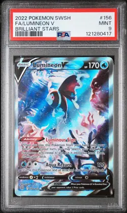 2022 Pokemon Sword & Shield Brilliant Stars Full Art Lumineon #156/172 V PSA 9 - Image 1