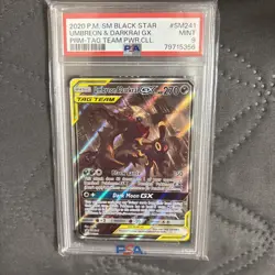 Pokemon Umbreon & Darkrai GX Tag Team Powers Coll. Full Art Promo SM241 PSA 9 - Image 1